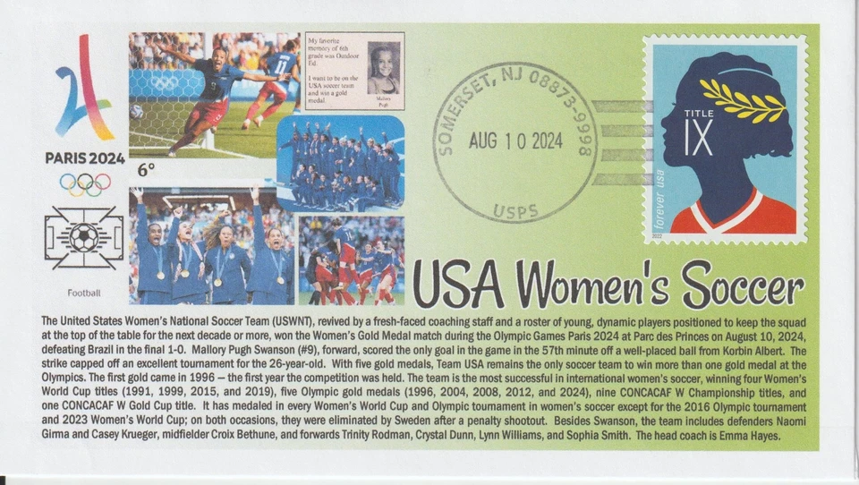 6° Cachets Paris 2024 Olympics Team USA Women's Soccer Gold Medal - Image 1 of 1