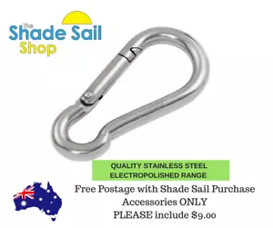 NEW 8mm Snap Hook 316 Stainless Steel fitting Shade Sail Boat Accessories - Bild 1 von 9