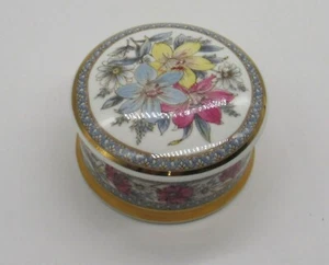 Floral Trinket Box Victoriana By Falcon Made in Staffordshire England Round Box - Picture 1 of 11