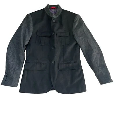 Chaqueta de Lana Sons of Intrigue Para Hombre Talla Pequeña Negra Gris Preppy Formal Foto 1 de 4