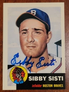 Sibby Sisti signed 1953 Topps Archive card #124 Boston Braves Topps 1991 - Picture 1 of 2