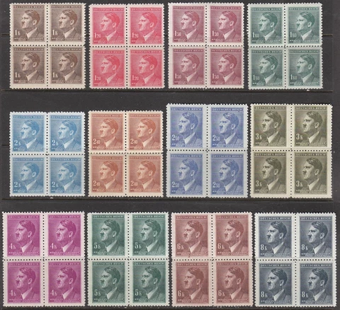 Stamp Germany Bohemia B&M Mi 095-106 Sc 68-79 1942 Blocks WWII Reich Hitler MNH Cover
