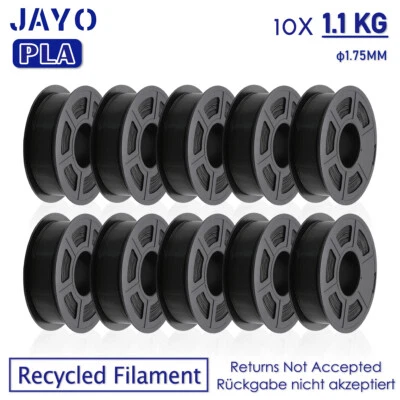 Paquete de filamento de impresora 3D JAYO 1,75 mm 11 kg PLA negro reciclado de baja contracción FDM Foto 1 de 4