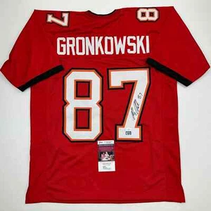 Autographed/Signed Rob Gronk Gronkowski Tampa Bay Red Football Jersey JSA COA - Picture 1 of 4
