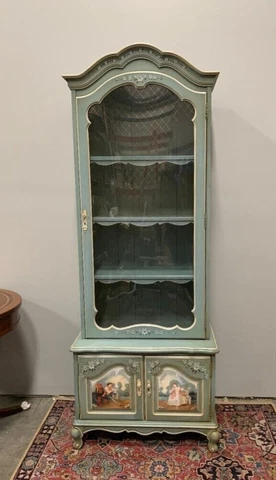 Vintage Wood Curio Cabinet with Glass Doors 75" H x 28" W x 16" D Cover