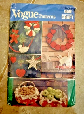 VOGUE Patterns "Christmas Craft" #609 Uncut Vintage Wreath Ornaments Tree Skirt - Image 1 of 3