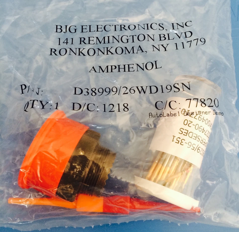 D38999/26wd19sn Amphenol BJG Connector Circ SKT 19 Position CRMP St CBL MNT