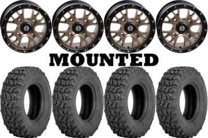 Kit 4 Sedona Coyote Tires 28x10-14 on Moose 545X Bronze Wheels VIK - Picture 1 of 5