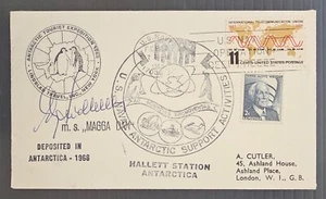 1968 United States Antarctic Support Cover 2 stamps cd US NAVY-London - Picture 1 of 2