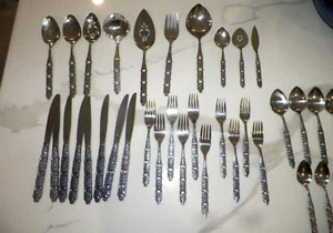 VTG ONEIDA COMMUNITY MCM MID CENTURY MODERN STAINLESS STEEL FLATWARE 42 PIECES - Picture 1 of 11