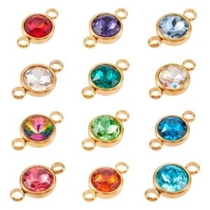 12 Stck. Edelstahl Golden Facettiert K9 Glas Links Verbinder Charms 17,5x10mm - Bild 1 von 8
