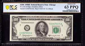 1950 D $100 FEDERAL RESERVE NOTE CHICAGO FR.2161-G PCGS B CHOICE UNC CU 63 PPQ - Picture 1 of 4