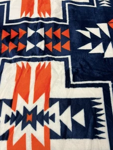 Native American Style 2 Ply Plush Reversible Blanket SZ Twin/Full Denver Broncos - Picture 1 of 6