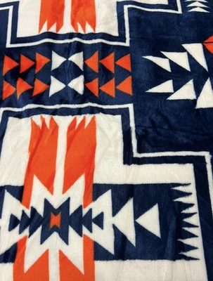Native American Style 2 Ply Plush Reversible Blanket SZ Twin/Full Denver Broncos - Image 1 of 4