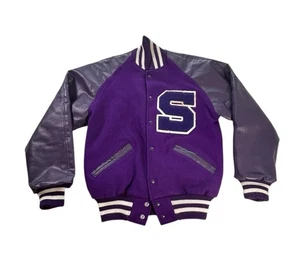 Vintage Varsity Letterman Jacket Small Neff Purple Wool Retro College Sports USA - Picture 1 of 11