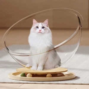 Transparnt Space Capsule Cat Bed Round Cat Toys Cat Sleeping Nest All Season - Picture 1 of 15