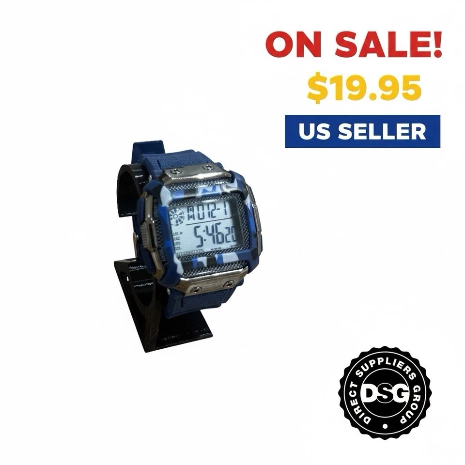 Активный мужской светодиодный цифровой аналоговый сигнализации водонепроницаемый Sport армия часы наручные часы B - Изображение 1 из 1