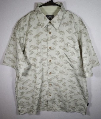 Weatherproof Fishing Shirt Men's  Green Vented Outdoors Fish Print Size Large - Image 1 of 4