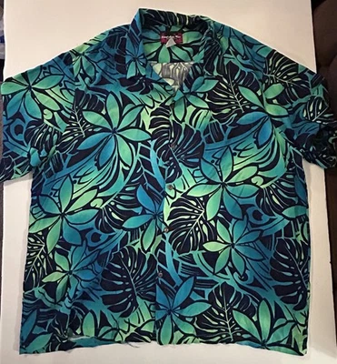 Camisa Island Aloha Wear verde hawaiana 3XL camisa de vacaciones con botones Foto 1 de 4