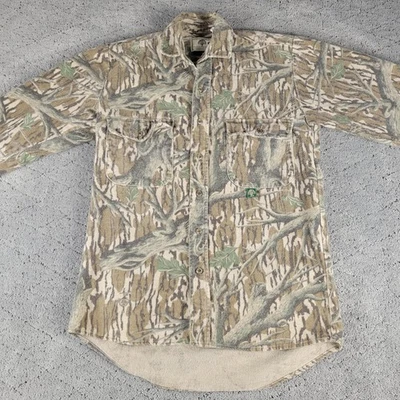 VTG Mossy Oak Shirt Mens S Camo Flannel Button Up Long Sleeve Heavy USA Made - Image 1 of 4