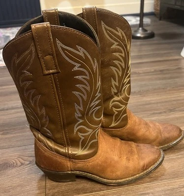 Laredo Lea Vamp Fox Brown Leather Cowboy Boots Women's Size 6.5 M  5742 - Image 1 of 4