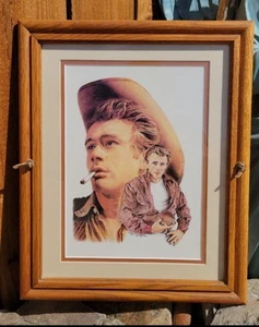 VINTAGE 80's Framed James Dean Print Art signed Leon Garcia - Picture 1 of 8