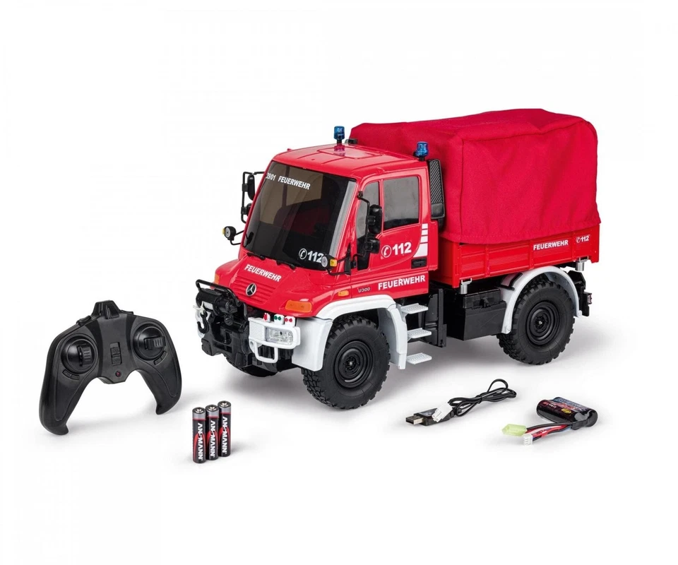 Carson RC Unimog U300 Feuerwehr Truck 1:12 RTR Komplett-Set mit LED & Hupe - Bild 1 von 4