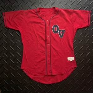 Vintage Ohio Valley Baseball Jersey Shirt Mens Large Red Blue OV 5 HARV-AL 90s - Picture 1 of 6
