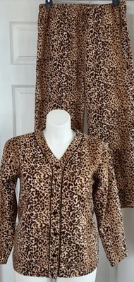 Delicado Conjunto de Pijama Estampado Leopardo Botón Frontal Algodón 2 Piezas Mediano Y2K Foto 1 de 4
