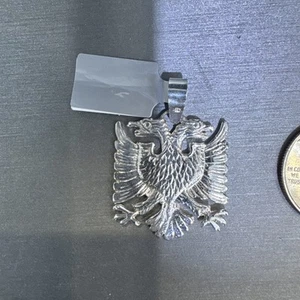 Albanian Eagle Silver 925 Pendant, Albania Coat of Arms Pendant Only 1 Inch - Picture 1 of 5