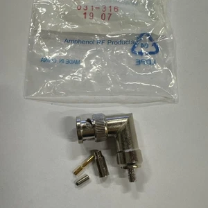 98pcs Amphenol 031-316 RF Connector Right angle Crimp MILITARY gold pin    bin11 - Picture 1 of 7
