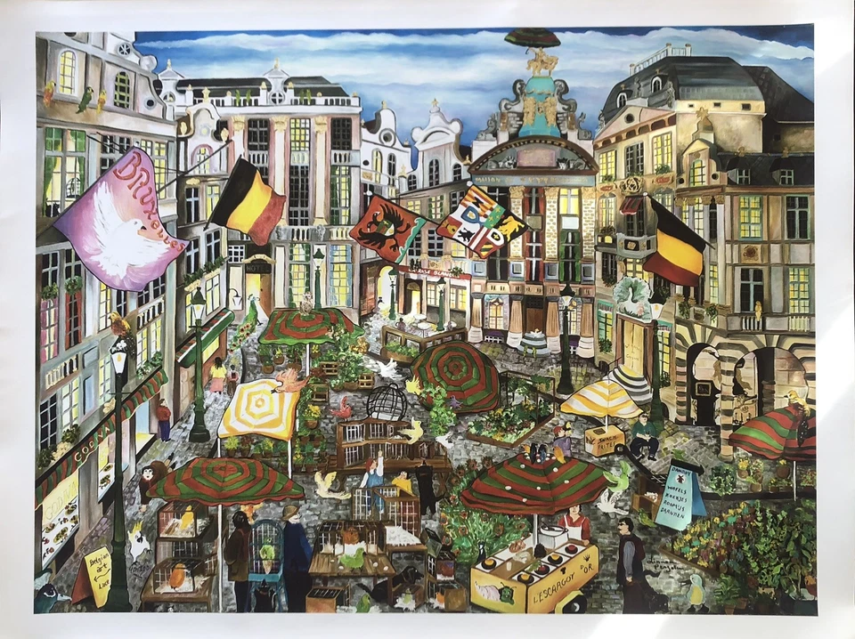 Pergola Linnea Uccelli A Bruxelles Éd. Limitée 3D Signée À La Main 61x80cm - Photo 1/4