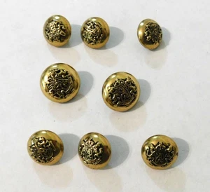 Vintage Gold Embossed Coat Of Arms Buttons Set Of 8 - Picture 1 of 7