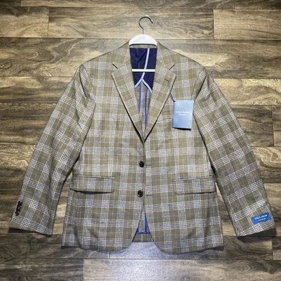 Cole Haan Mens 40S Wool Blend Plaid Sport Coat Blazer Jacket Tobacco GRAND.OS - Image 1 of 4