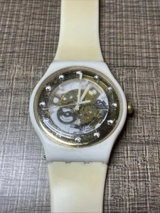 Swatch Originals Sunray Glam Skeleton Dial White Plastic Watch 2012 - Picture 1 of 4