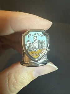 Souvenir Silver Tone Thimble TWE Atlanta, Georgia Skyline - Picture 1 of 6