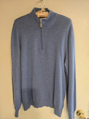 Brunello Cucinelli 100% Cashmere 1/4 Zip Sweater  Blue Size X Large Pullover - Image 1 of 4