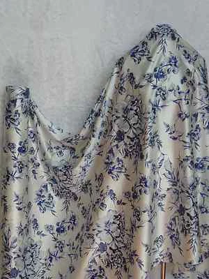 Tela elástica Charmeuse 100 % seda vintage azul marino S007 por yarda Foto 1 de 2