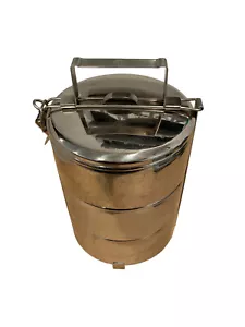 Zebra Stackable 3 Tier Metal Bento Lunch Box Made in Thailand 10"tall 6"dia - Picture 1 of 4