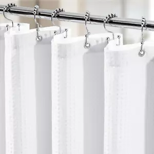 3 in 1 Shower Curtain Set, Waffle Curtain and Liner with 12 Hooks, 72 W X 72 H, - Picture 1 of 12