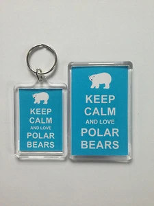 Llavero o imán nevera Keep Calm And Love para osos polares = idea de regalo ideal - Imagen 1 de 3