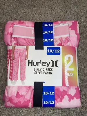 Paquete de 2 pantalones de salón Hurley rosa para dormir talla mediana 10-12 para niñas nuevos con etiquetas Foto 1 de 4