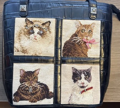 Bolso de Mano Brighton Fantasía Felino Negro Bolso de Hombro Bordado Gatos Foto 1 de 4
