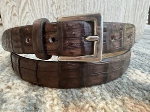 Genuine brown crocodile belt with silver square buckle 1" width new - Picture 1 of 1
