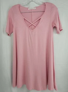 Fashion California Criss Cross Tunic Top - Pink - Picture 1 of 5