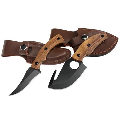 2PACK Fixed Blade Hunting Knife 6.5" Skinning 7" Gut Hook Knife Full-Tang Handle - Image 1 of 4