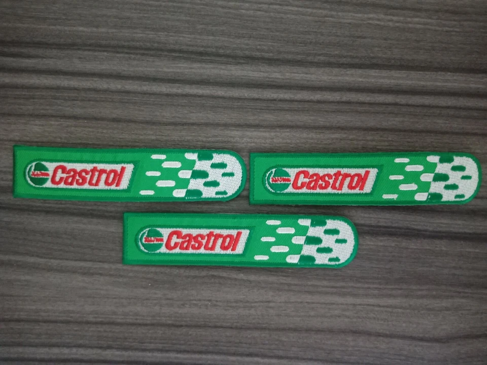 3 pcs CASTROL OIL Motorcycles Sport Racing Car Patch Embroidered Iron or Sew on  - Image 1 of 4