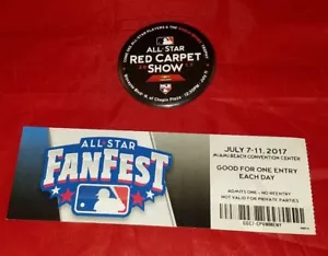 2017 MLB ALL STAR GAME FANFEST TICKET AND NEW RED CARPET SHOW BUTTON / PIN MIAMI - Picture 1 of 6