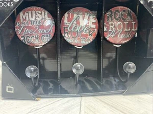 Studio 5 Decorative Glass Wall Hooks Rock N Roll Décor 1980's rock band crystals - Picture 1 of 5