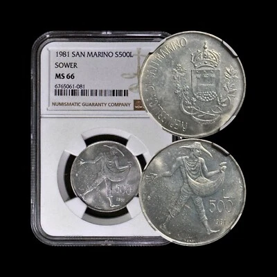 SAN MARINO. 1981, 500 Lire, Silver - NGC MS66 - Virgil, Georgics, Agriculture - Image 1 of 4